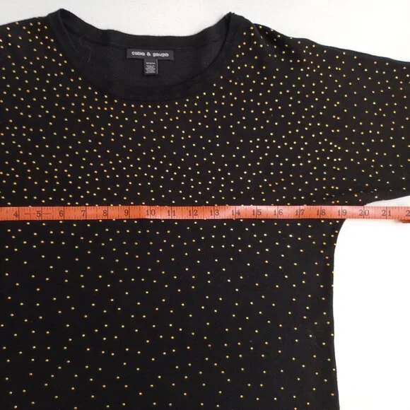 Women's Cable & Gauge Black Sweater with Gold Beaded Front Size Medium - Picture 4 of 7